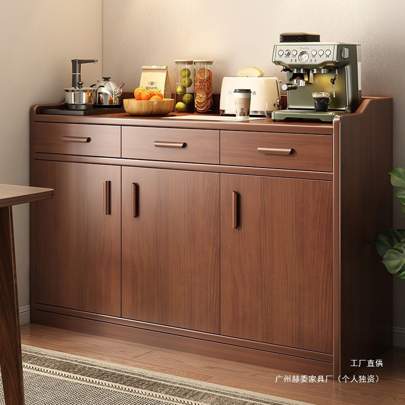 Solid Wood Sideboard Wall-Mounted Integrated Storage Cabinet Living Room Floor-Standing Storage Cabinet Tea Cabinet 2024 New Kitchen Cabinet