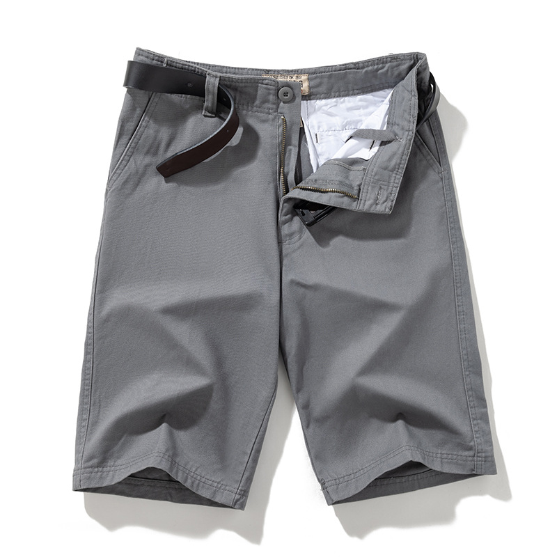 Verano 2022 pantalones cortos de los hombres de color sólido pantalones cortos casuales pantalones de playa de algodón de cuatro bolsillos entrega de una sola pieza