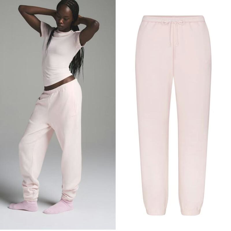 Skims Kardashian Fleece Drawstring Casual Versatile Jogger Pants with Pockets and Embossed Letters Solid Color Sweatpants