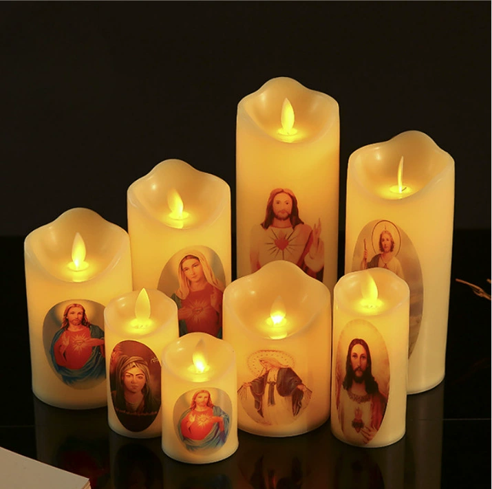 Светодиодная цифровая свеча с изображением Святого Сердца, Святого Семейства, Святого Тела, ночник, свеча для мессы, подарок