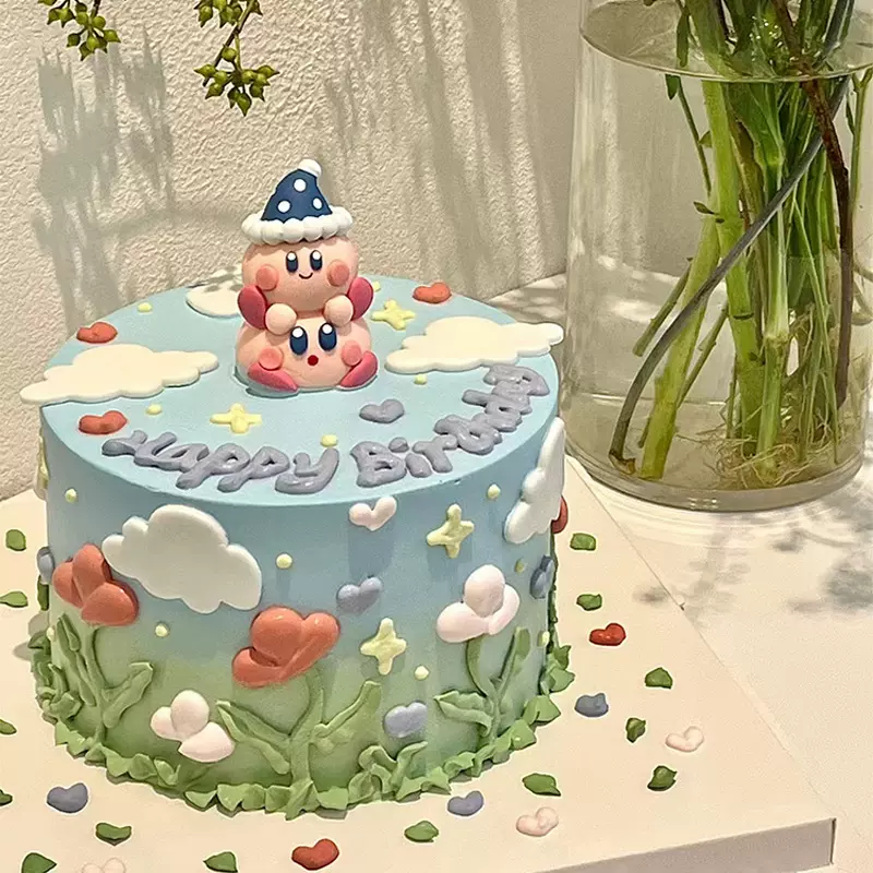 网红蛋糕装饰可爱卡通软胶星之卡比叠叠乐蛋仔生日派对摆件插件
