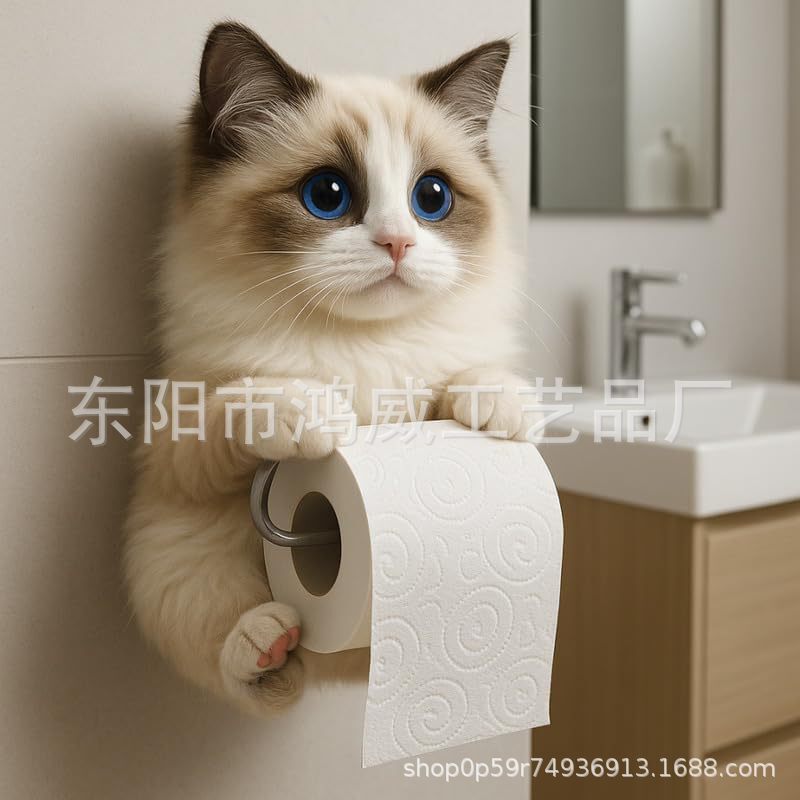 クロスボーダー新樹脂像工芸品ペンダントトイレ壁掛けロール紙かわいい猫ロール紙収納猫|undefined