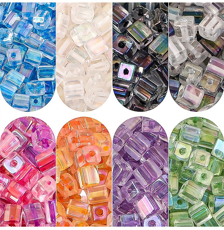 16g Weight Beads Jewelry Making Type 5 * 5mm Jewelry Making Size 50 Pieces 5 * 5mm Hole 1~1.9mm Glass Square DIY Jewelry Accessories Beads
