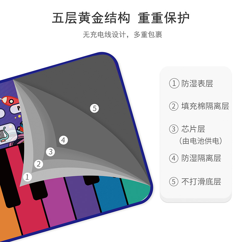 179*72cm儿童脚踏钢琴毯大号跳舞毯宝宝学步爬行垫音乐毯亲子互动