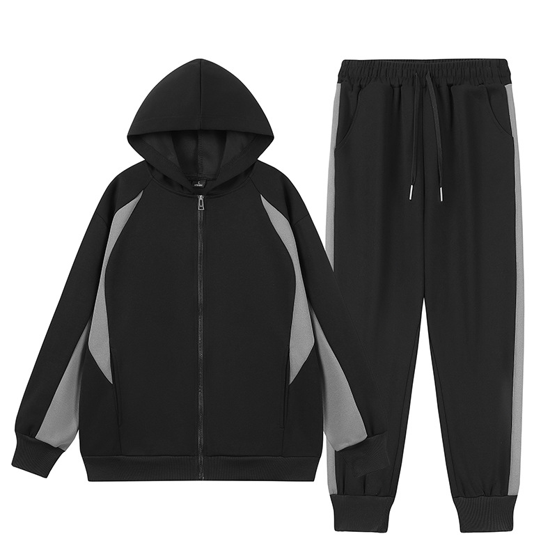 Herenkleding contrasterende kleur stiksels capuchon tweedelig sportpak_voghion.com