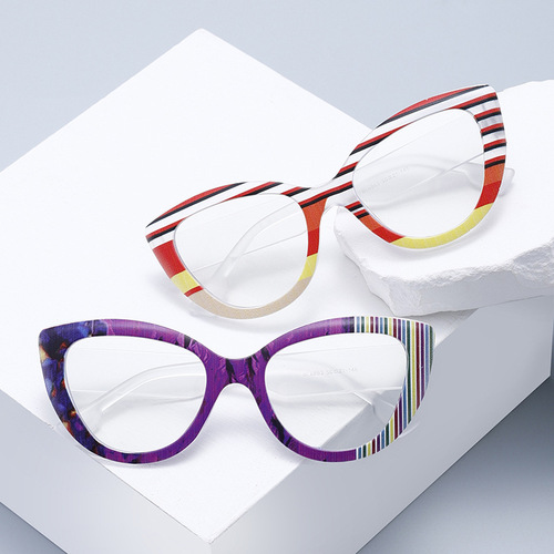 2024 new cross-border color anti-blue light cat eye glasses European and American fashion internet celebrity ins style flat light glasses BL6863