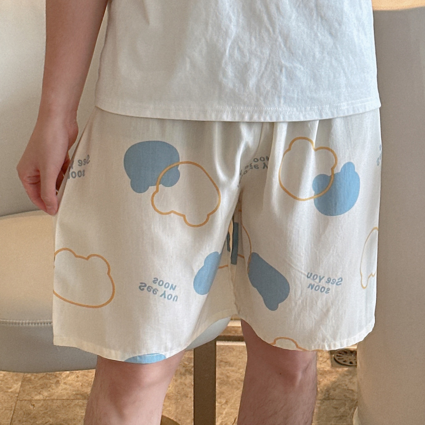 YY 남성용 반바지 - 베어 헤드 베이지