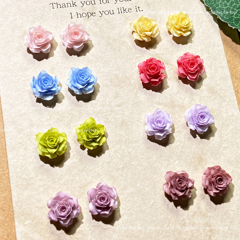 Tiktok Trending Tie-Dye True Love Rose Nail Art Accessories Luminous Soft Flower Nail Material Bracelet Earring Accessories Wholesale