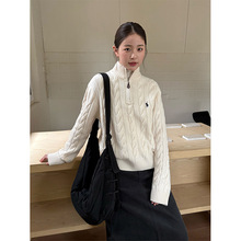 TG 韩系气质麻花套头拉链毛衣女2025冬季新款保暖加厚羊毛衫25946