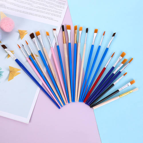 Digital oil painting brush, nylon plastic flat tip fine line brush, children's DIY plaster ceramic coloring paint brush grinding brush