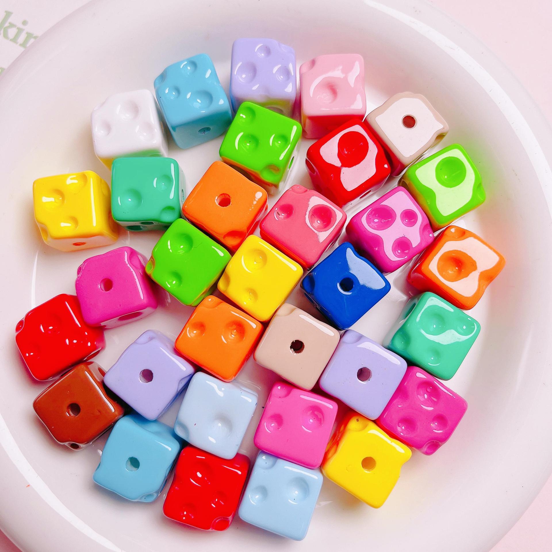 Acrílico color caramelo queso agujero recto beads diy accesorios de joyería de cadenas de teléfonos móviles colgantes de beads sueltos llaveros beads