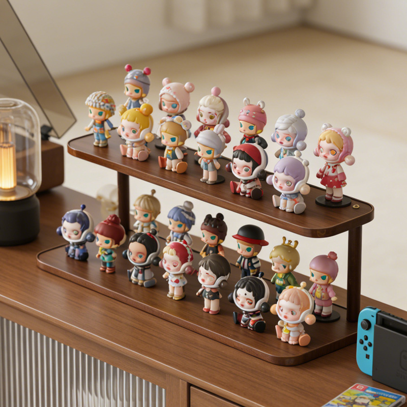 Blind Box Storage Display Rack, Vintage-Style Ladder Shelf Suitable for Pop Mart Figurines, Perfume, and Ornament Display Cabinet