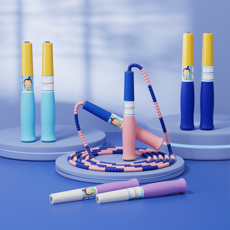 6116 cuerda de saltar de bambú cuerda de saltar de goma suave para niños estudiante entrenamiento deportivo prueba física competencia saltar cuerda con etiqueta de nombre