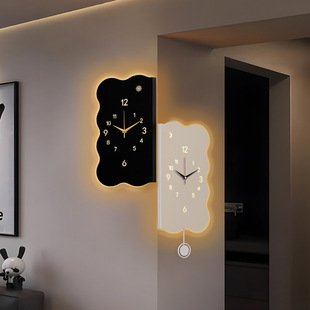 Creative and fashionable hanging wall lamp clock living room corner double-sided wall clock home with light clock pendulum silent clock