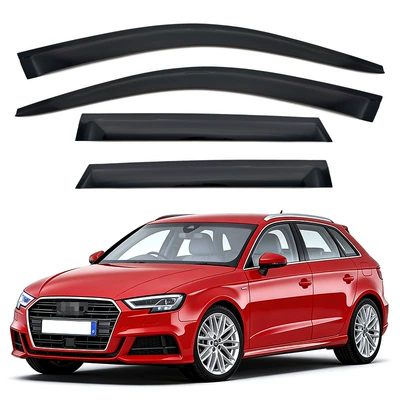 Rain shield — A3 Sportback Window Visor - standard-packaging-without-logo-audi-a-015kg-cabin-mk3-8v-2014-2020-acrylic-no-bright-strip-rain-visor