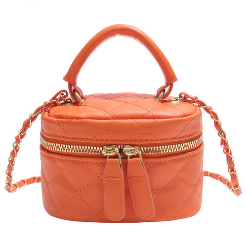 Diamond Grid Embroidered Thread Small Bag 2025 New Spring Summer Chain Crossbody Bag Fashion Candy Color Hand-held Bucket Bag
