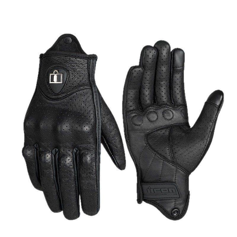 Guantes de ciclismo Guantes de ciclismo engrosados Motos de brisa primaveral Guantes a prueba de viento de piel de oveja transpirables de alta eficiencia para motocicleta