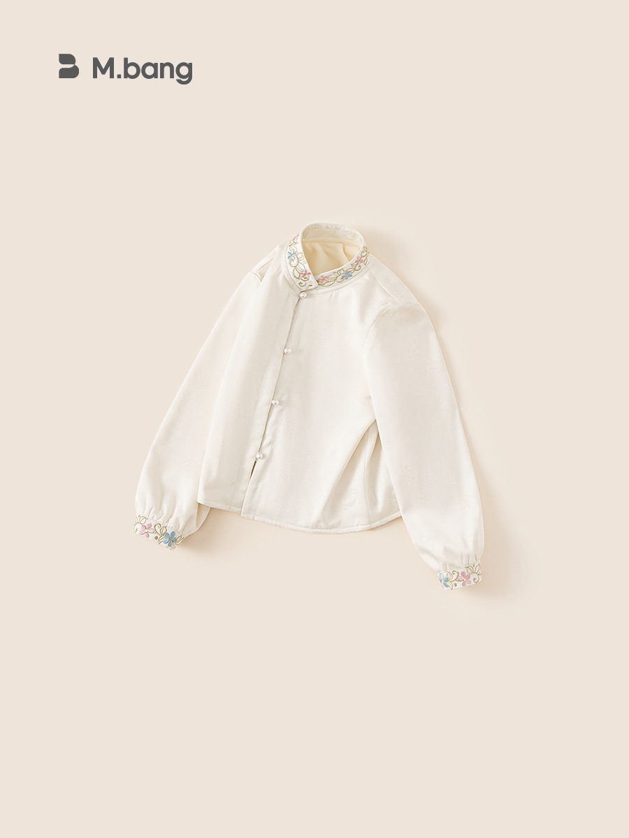 Yubao ropa para niños niñas camisa de estilo chino de invierno para niños nueva camisa de cuello chino de manga larga y camisa de terciopelo