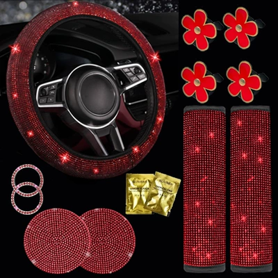 Car Aromatherapy, Steering Wheel: Steering wheel cover - red-38cm