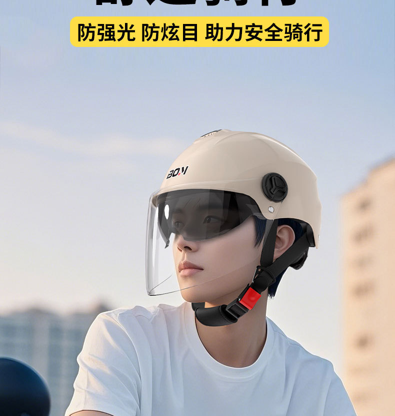 New National Standard Certified Dual-Mirror Electric Motorcycle Helmet for Women and Men, Electric Scooter Half Helmet, Summer Sun Protection Safety Helmet
