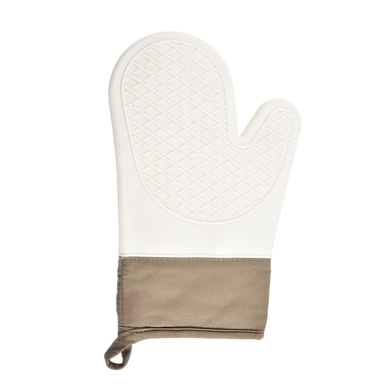 Guantes de aislamiento térmico de silicona, guantes anti-escaldado para microondas resistentes a altas temperaturas, guantes de horno para hornear con patrón de rombos de algodón