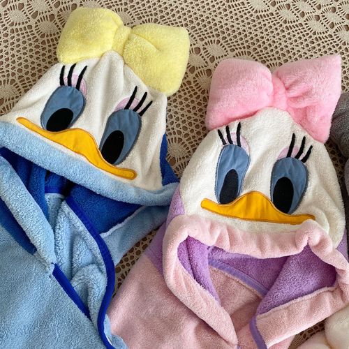 Children's hooded bath towel, four-season bath towel, small and medium-sized baby coral fluff bath towel, cloak, animal cartoon pattern