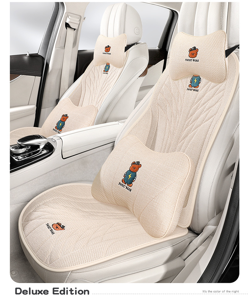 Car Seat Cushion, Suitable for All Seasons, Light Luxury and High-End Feel, Single Driver's Seat Cushion Cover, Cartoon Design