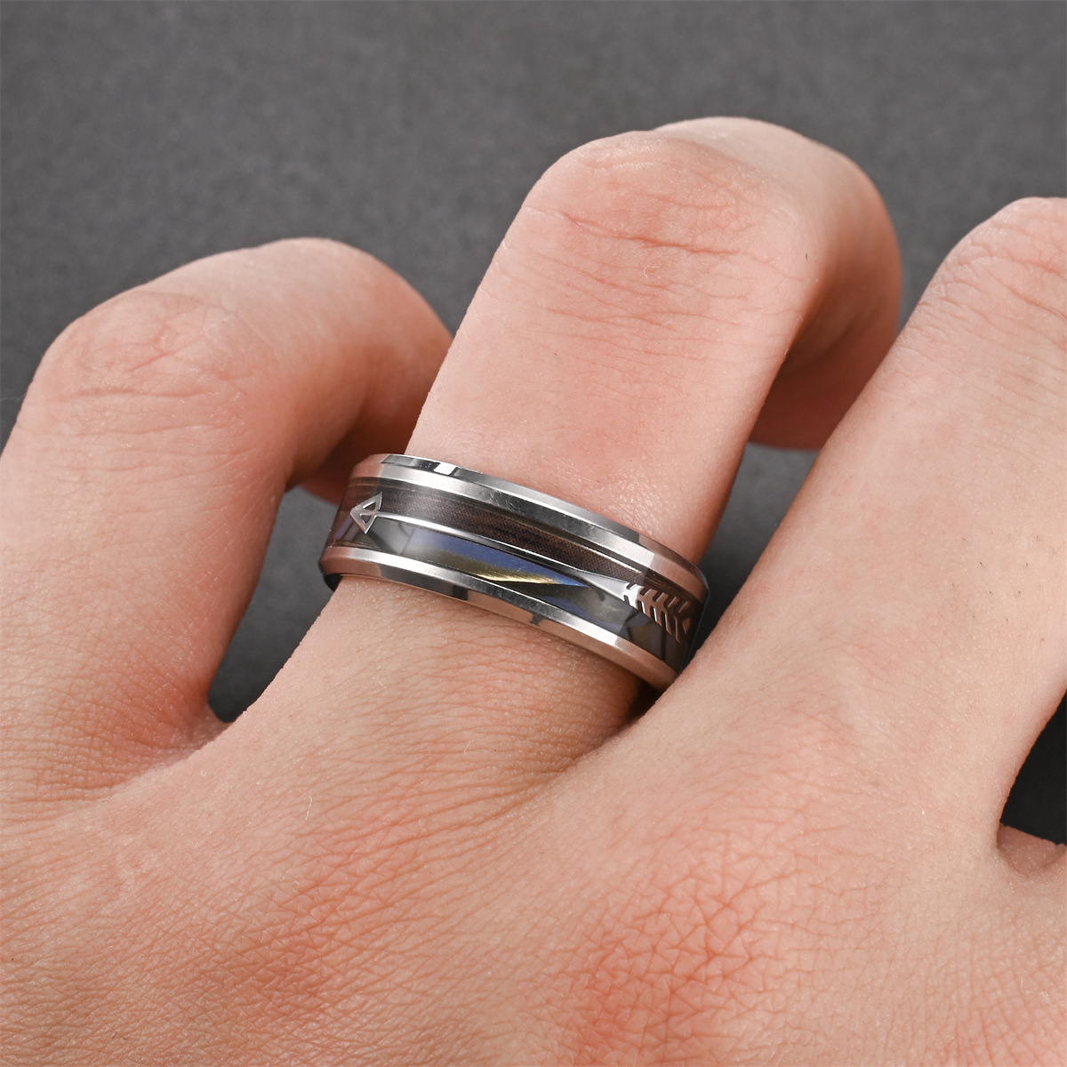 INS Style Arrow Stainless Steel Epoxy Rings 1 Piece