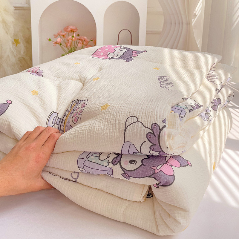 Edredón fresco de verano de hilo de doble capa de clase A, edredón de aire acondicionado para niños de verano, edredón fino de algodón no algodón doble, lavable a máquina