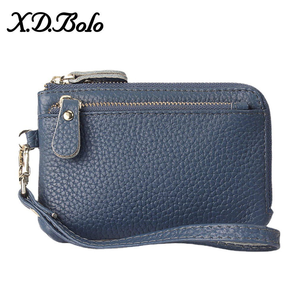 Japan And Europe Cross-border Leather Women's Wallet 2022 Simple Zipper Coin Bag Keychain Hand Carry Coin Purse