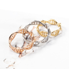 日韩简约DNA双螺旋戒指 基因组女士钛钢指环 麻花纹简约手饰 批发