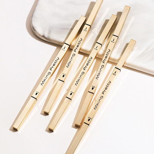 The same gold bar small gold chopsticks eyebrow pencil for beginners, triangular ultra-fine double-ended waterproof anti-sweat non-smudge