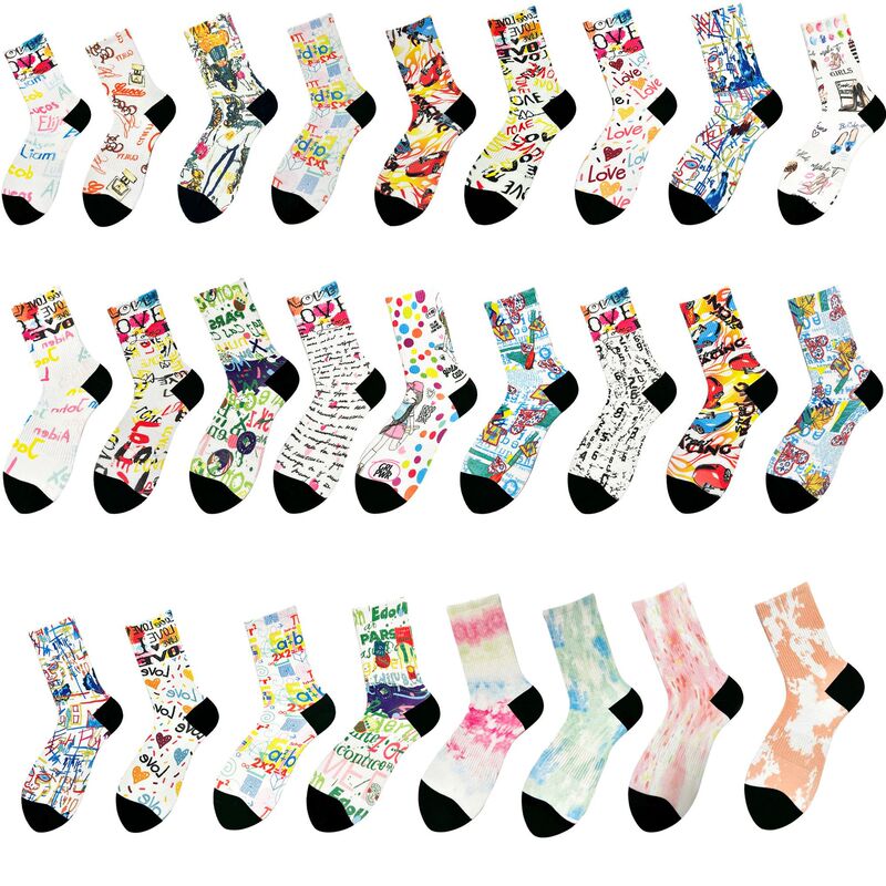 Cotton Socks/Bamboo Fiber Socks/Nylon Socks/Modal Socks 360-Degree Seamless Digital Printing 3D Printed Socks