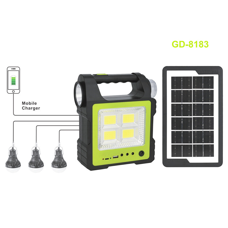 Sistema solar de iluminación de camping al aire libre multifuncional de emergencia doméstica carga portátil de ahorro de energía proyector al por mayor