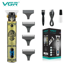 VGR Cross-border Professional LCD Digital Retro Oil Hair Clipper T9 Engraving Hair Cutter V-228