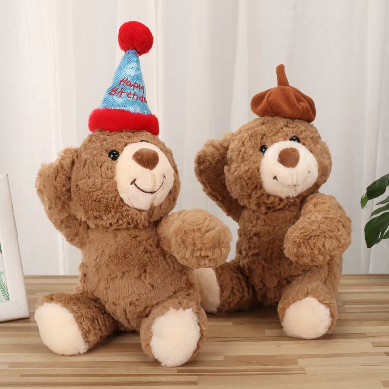 Sombreros de cumpleaños Teddy Bear juguetes de peluche flores tiendas muñecas creativas Teddy Bear regalo de cumpleaños lotes