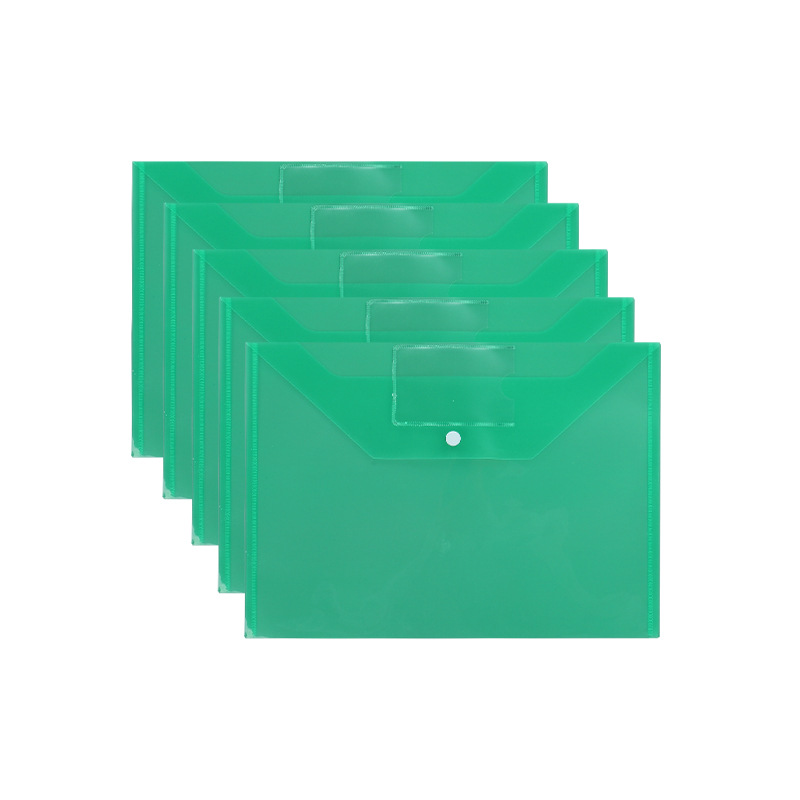 彩色透明文件袋塑料档案袋文件夹a4标签带名片夹办公文袋按扣式