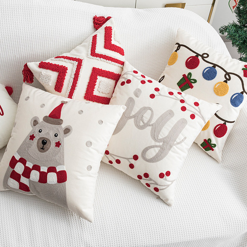 Christmas ins style decorative embroidery pillow Christmas party cushion living room sofa bedside cushion cover wholesale