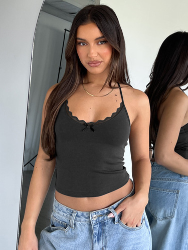 Amazon neck lace splicing vest European and American women's clothing Y2K pure desire to expose navel bm suspender sexy sleeveless top