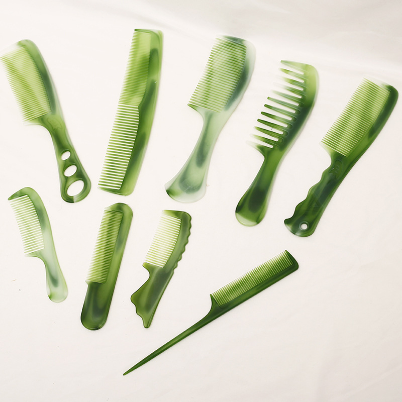 Juego de diez peines, peines multicolor para peluquería, juego de peines de goma irrompibles, venta al por mayor para proveedores de vendedores ambulantes.