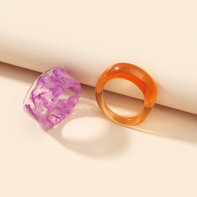 Korean Solid Color Acrylic 2-piece Ring display picture 2