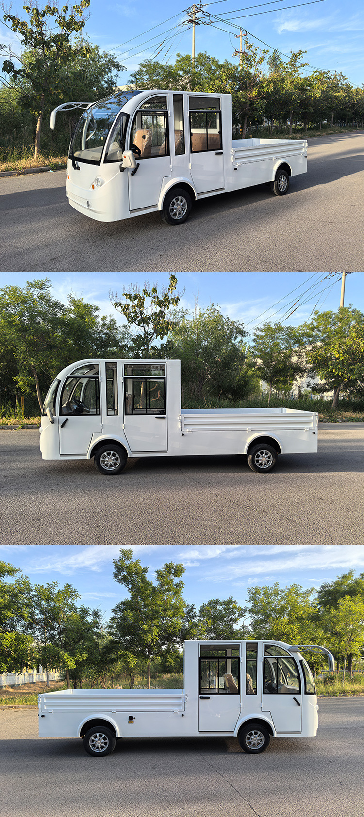 Pickup Truck Double-Row Electric Sightseeing Vehicle for Scenic Spots and Factories to Transport Goods, 4-Seater Electric Pickup Truck with Cargo Bucket