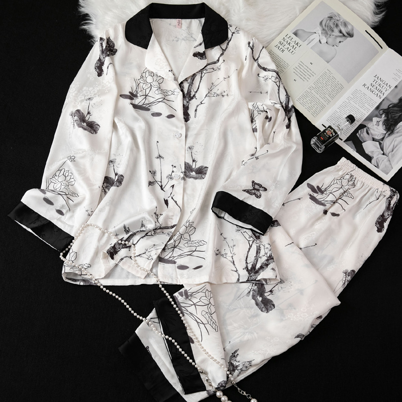 흑백 연꽃 긴 소매와 바지