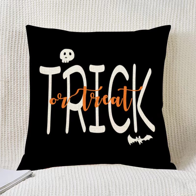 Transfronterizo Amazon Halloween impresión lino almohada cubierta bruja calabaza decoración doméstica almohada cubierta