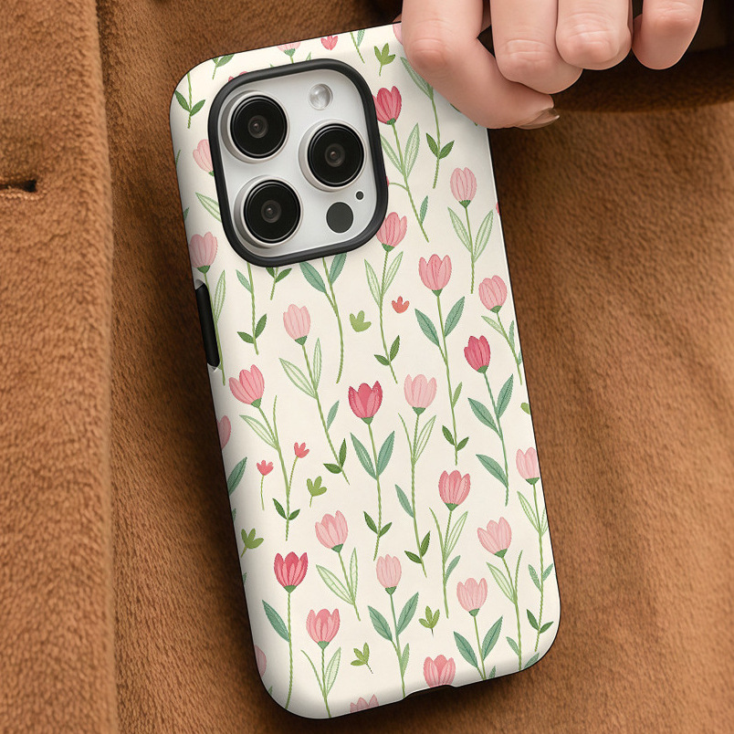 亚马逊小众设计款日韩郁金香适用iPhone16菲林防摔手机壳跨境爆款