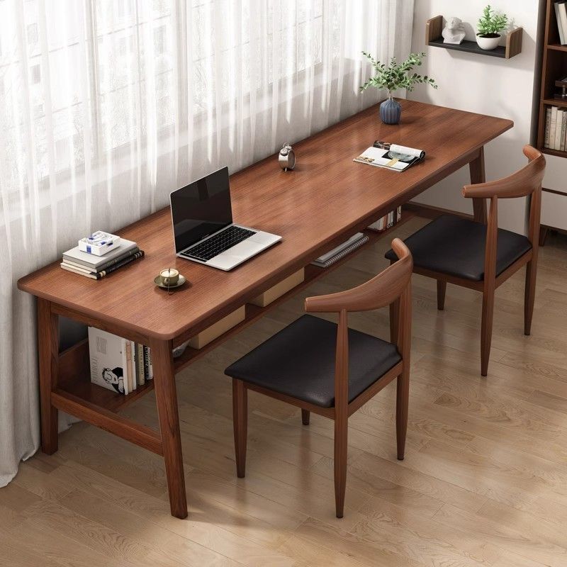 Long Wooden Desk, Double-Person Home Computer Desk, Narrow Wall-Mounted Table, Simple Modern Office Desk, Workbench