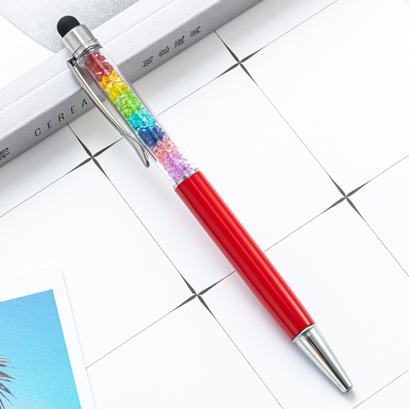 Corea del Sur creativo nuevo arco iris negro lápiz táctil lápiz táctil con pantalla de capacitancia para teléfonos móviles escritos a mano en stock