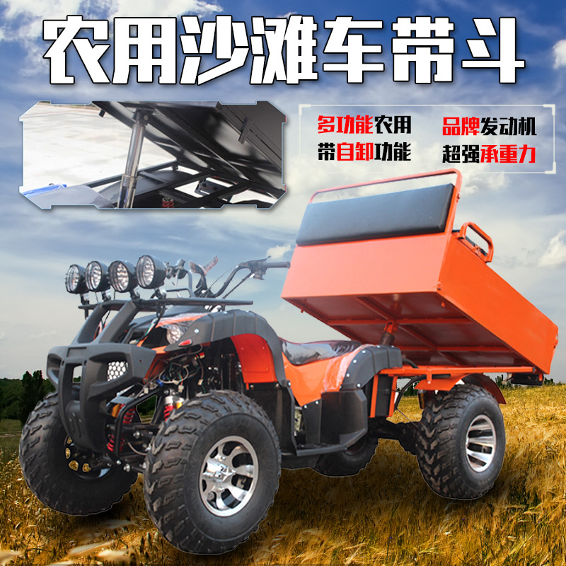 Cuatrimoto de Transporte Agrícola 250cc de Hierro y Plástico con Remolque