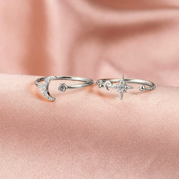 05 Star and Moon Ring Silver (1 Pair) 11060