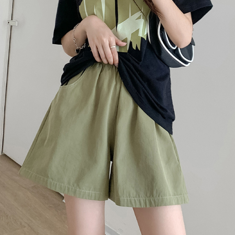 Summer Casual Tooling A- line Shorts Women's Washed Cotton Overalls Loose High Waist Wide Leg Women's All-match Three-point Wide Leg Summer Casual Tooling A- line Shorts Women's Washed Cotton Overalls Loose High Waist Wide Leg Women's All-match Three-point Wide Leg